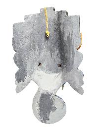 [ganesh Mask], Handmade Wooden Mask, Wall Hanging, [painted Blue], Poplar Wood