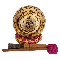 Singing Bowl, Buddhist Hand Beaten, With Fine Etching Carving Of Ganesh, [select Accessories]