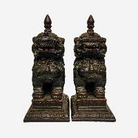 Temple Lion Set [painted], Wooden