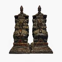 Temple Lion Set [painted], Wooden