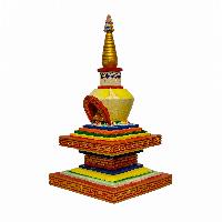 Buddhist Handmade Wooden Stupa, [traditional Color]
