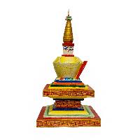 Buddhist Handmade Wooden Stupa, [traditional Color]
