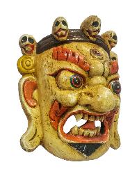 [bhairab], Handmade Wooden Mask, Wall Hanging, [painted], Poplar Wood