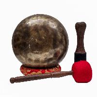 [full Moon Bowl], Buddhist Hand Beaten, Moon Carved, Antique Finishing, [jhumka Bati], [select Accessories]