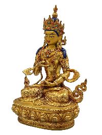 [vajrasattva], Buddhist Handmade Statue, [face Painted] And [gold Plated], [high Quality]