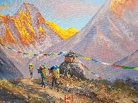 Oil Painting, Mt Everest Trekking Route [knife Art], By Thamang Malla