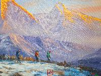 Oil Painting, Mt Everest Trekking Route [knife Art], By Thamang Malla