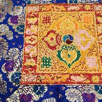 Tibetan Cochin Brocade Table Cloth With Embroidered Double Dorje
