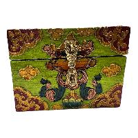 Buddhist Wooden Box, Tibetan Style With Traditional Colors