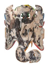 [ganesh], Handmade Wooden Mask, Wall Hanging, Painted, Poplar Wood