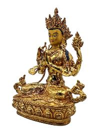 [chenrezig], Buddhist Handmade Statue, [full Gold Plated], [face Painted], [stone Setting] And [high Quality]