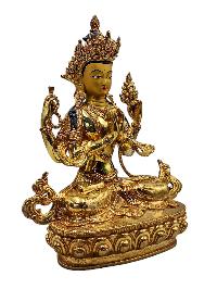 [chenrezig], Buddhist Handmade Statue, [full Gold Plated], [face Painted], [stone Setting] And [high Quality]