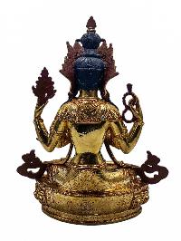 [chenrezig], Buddhist Handmade Statue, [full Gold Plated], [face Painted], [stone Setting] And [high Quality]