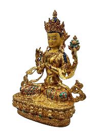 [chenrezig], Buddhist Handmade Statue, [full Gold Plated], [face Painted], [stone Setting] And [high Quality]