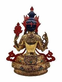 [chenrezig], Buddhist Handmade Statue, [full Gold Plated], [face Painted], [stone Setting] And [high Quality]