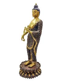 [standing Medicine Buddha], Buddhist Handmade Statue, [half Gold Plated And Chocolate Oxidized], [face Painted] And [high Quality]