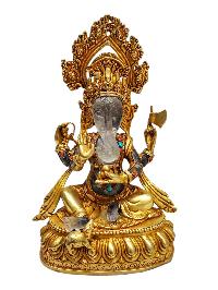 Crystal Ganesha Statue With [metal - Stone Craft] - Partly Gold Plated
