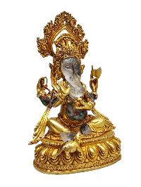 Crystal Ganesha Statue With [metal - Stone Craft] - Partly Gold Plated