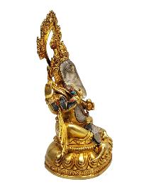 Crystal Ganesha Statue With [metal - Stone Craft] - Partly Gold Plated