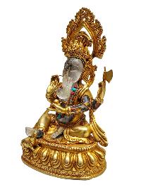 Crystal Ganesha Statue With [metal - Stone Craft] - Partly Gold Plated