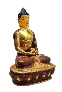 [amitabha Buddha], Buddhist Handmade Statue, [partly Gold Plated], [face Painted]