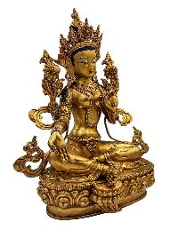 [green Tara], Buddhist Handmade Statue, [full Gold Plated], [face Paint] 