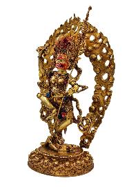 [simhamukha Yogini], Buddhist Handmade Statue, [full Gold Plated], [face Paint] 