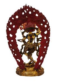 [simhamukha Yogini], Buddhist Handmade Statue, [full Gold Plated], [face Paint] 