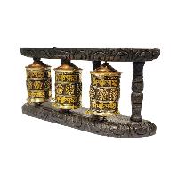 Buddhist Handmade Wall Prayer Wheel With Mantra Inside, [ashtamangala], Wall Mountable