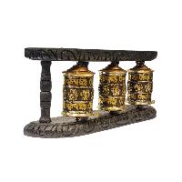 Buddhist Handmade Wall Prayer Wheel With Mantra Inside, [ashtamangala], Wall Mountable
