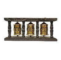 Buddhist Handmade Wall Prayer Wheel With Mantra Inside, [ashtamangala], Wall Mountable