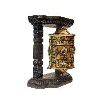 Buddhist Handmade Wall Prayer Wheel With Mantra Inside, [ashtamangala], Wall Mountable