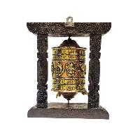 Buddhist Handmade Wall Prayer Wheel With Mantra Inside, [ashtamangala], Wall Mountable