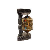 Buddhist Handmade Wall Prayer Wheel With Mantra Inside, [buddha], With [stone Setting] Wall Mountable