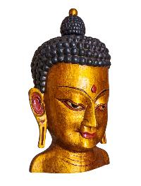 [buddha Head], Buddhist Handmade Wooden Statue, Wall Hanging, [thangka Color Finishing], Poplar Wood