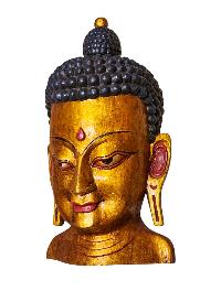 [buddha Head], Buddhist Handmade Wooden Statue, Wall Hanging, [thangka Color Finishing], Poplar Wood