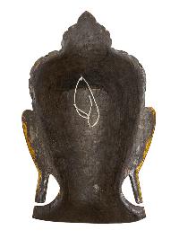[buddha Head],buddhist  Handmade Wooden Statue, Wall Hanging, [thangka Color Finishing], Poplar Wood