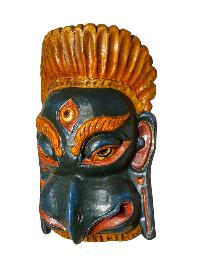 [garuda], Handmade Wooden Mask, Wall Hanging, [thangka Color Finishing], Poplar Wood
