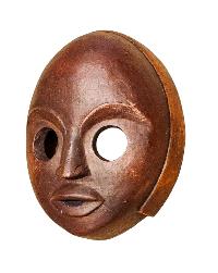 [tribal Mask], Handmade Wooden Mask, Wall Hanging, [thangka Color Finishing], Poplar Wood