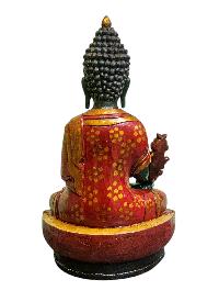 [medicine Buddha],buddhist Handmade Wooden Statue, Wall Hanging, [thangka Color Finishing], Poplar Wood