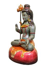 [shiva], Handmade Wooden Statue, [thangka Color Finishing], Poplar Wood