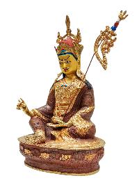 [padmasambhava], [guru Rinpoche],  Buddhist Handmade Statue, [parlty Gold Plated], [face Painted] 