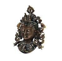 [green Tara], Handmade Ritual Metal Mask, Antique Finishing