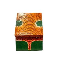 Buddhist Wooden Box With [tiger], Tibetan Style With Traditional Colors