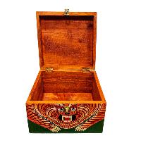 Buddhist Wooden Box With [tiger], Tibetan Style With Traditional Colors