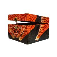 Buddhist Wooden Box With [tiger], Tibetan Style With Traditional Colors
