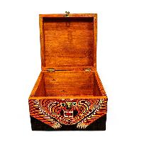 Buddhist Wooden Box With [tiger], Tibetan Style With Traditional Colors