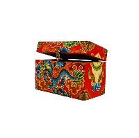 Buddhist Wooden Box With [dragon], Tibetan Style With Traditional Colors