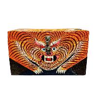 Buddhist Wooden Box With [tiger], Tibetan Style With Traditional Colors