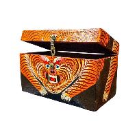 Buddhist Wooden Box With [tiger], Tibetan Style With Traditional Colors